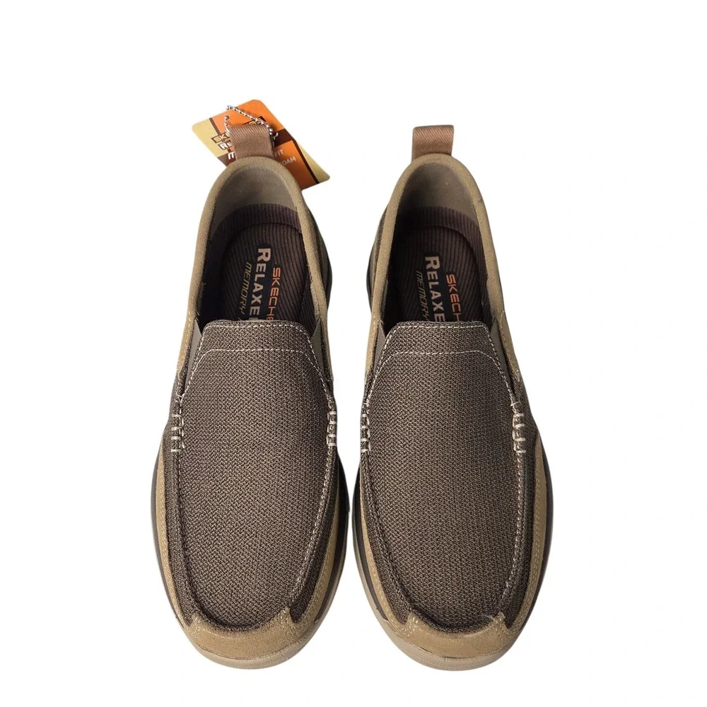 Skechers Superior Milford Shoes Mens 8 Brown‎ Slip-Ons Relaxed Fit Loafers NEW